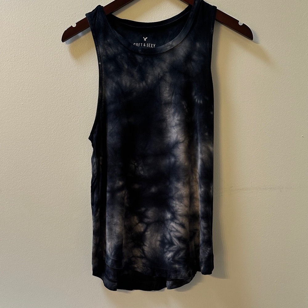 EUC American Eagle Outfitters Dark Navy Tie-Dye Tank Top Size Small